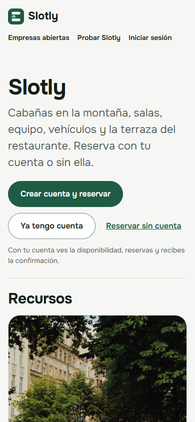The same Slotly page on a phone